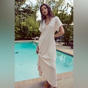 nwot FREE PEOPLE Beach pale pink soft knit long dress sz SMALL